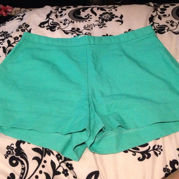 High waisted mint green shorts