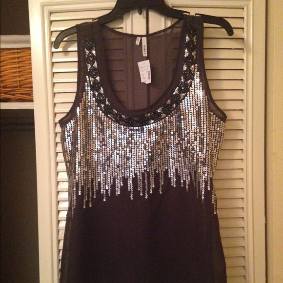 Sequined High Low Tank Top