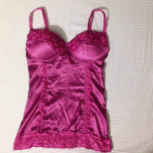 Sexy purple lace bustier top with black polkadots