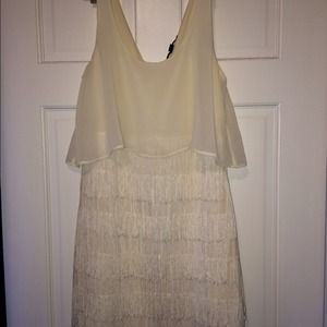 Cream Fringe Dress