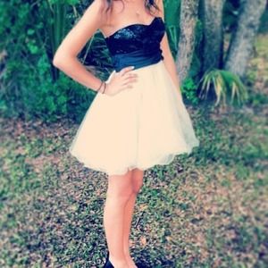Black and white sequin homecoming dress