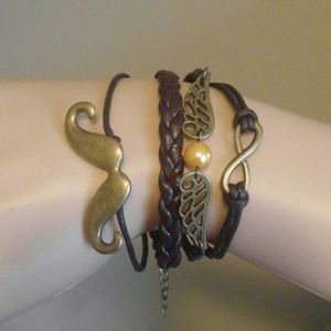 Leather mustache bracelet