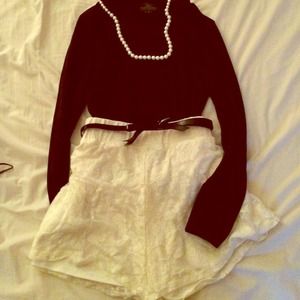 High wasted, white, lace shorts.