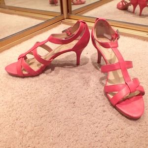 Pink strappy heels