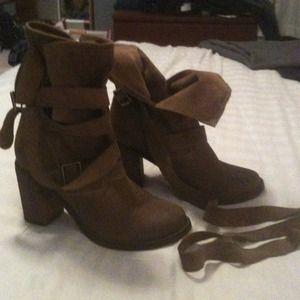 3" heeled leather boots. Jeffrey Cambell