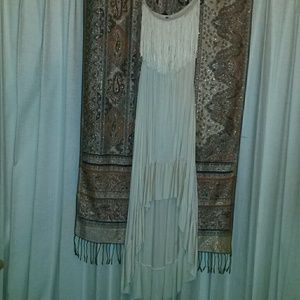 Off white tube fringe sexy dress