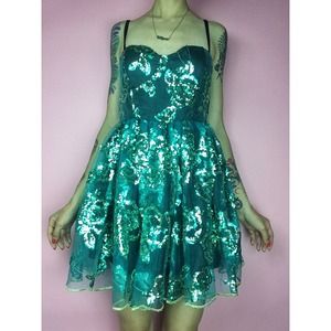Blue/teal sequin party dress
