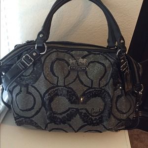 Coach Madison Black Sequin Op Art Satchel 15940