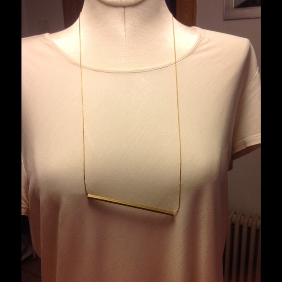 Custom made long gold & brass bar necklace. - Picture 3 of 4