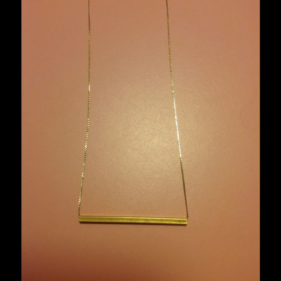 Custom made long gold & brass bar necklace. - Picture 4 of 4