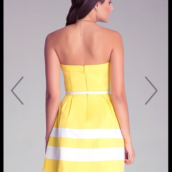 New BEAUTIFUL BEBE STRAPLESS COLORBLOCK DRESS - Picture 2 of 3
