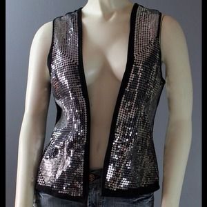 Millau Sequin Vest XS Silver Black NWT LF Stores