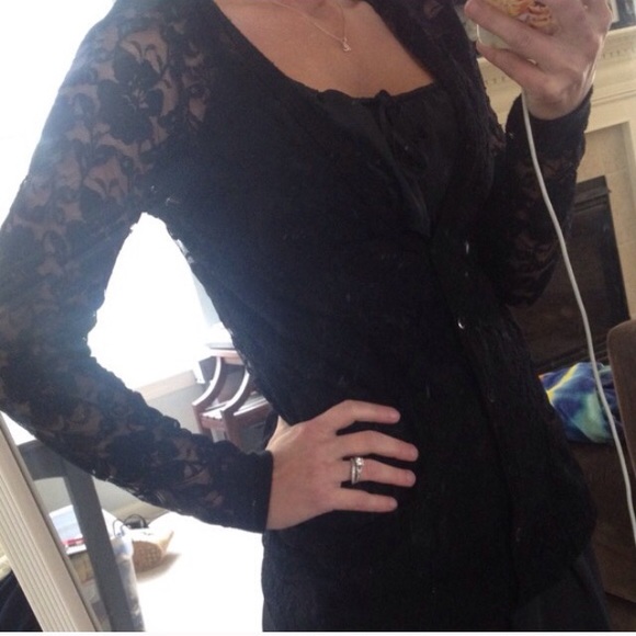 $5 vinted $4 ship!,Black lace long cardigan