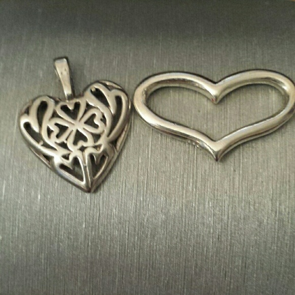 Lot of two heart pendants sterling  silver
