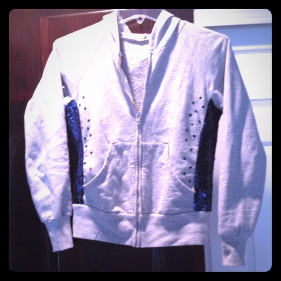 Primp brand hoodie with royal blue sequins.