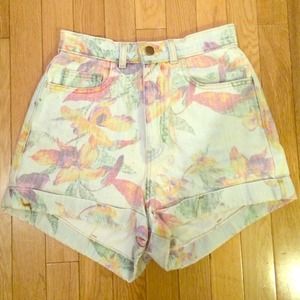 American Apparel Printed High Waist Shorts