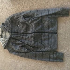 striped dark gray zip up hoodie