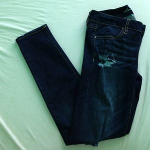 Dark short american eagle denim jegging destroyed