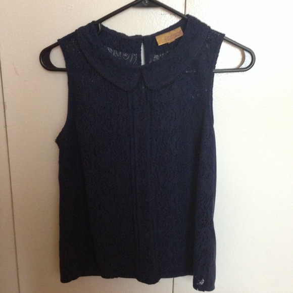 Navy lace Peter Pan collar tank top
