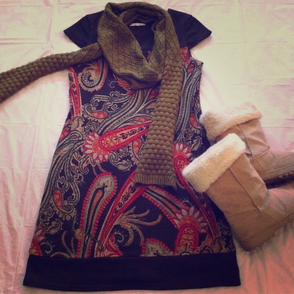 sandra darren  Dresses & Skirts - Winter Paisley Sweater A Line  Dress