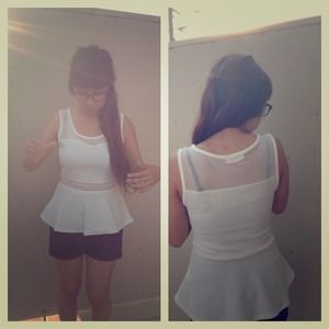 White peplum top