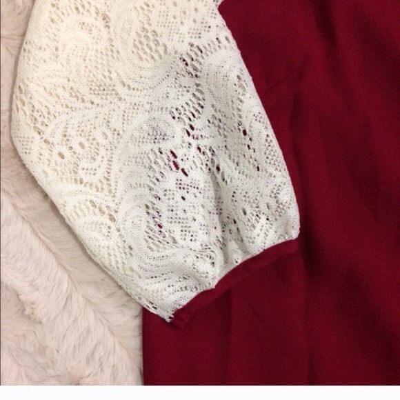 Wine lace sleeved baseball shirt - Picture 2 of 3