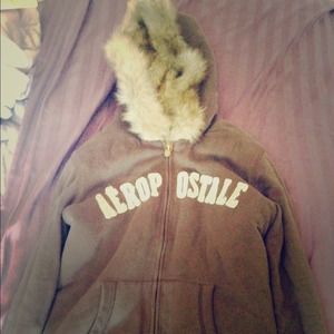 Medium brown Aēropostale jacket w/ fur inside .