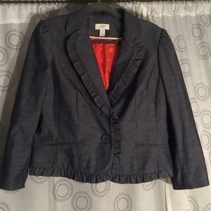 LOFT Grey Ruffle Blazer
