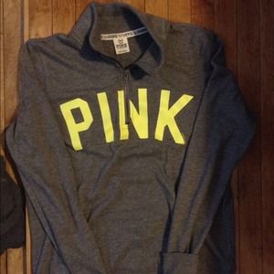 PINK Zipper up crew neck