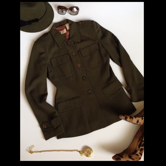 Emma James Jackets & Blazers - Olive Green Hound Jacket