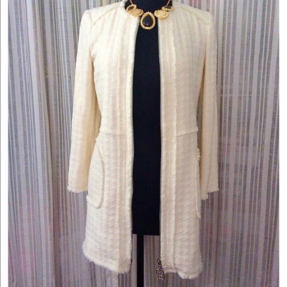Zara Cream Tweed Coat XS