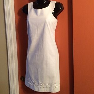 Loft White dress with bottom beaded accent
