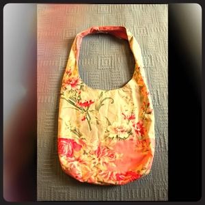 Floral pastel-colored handmade reversible handbag