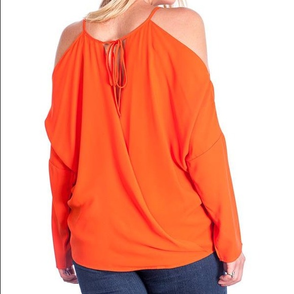 Open Shoulder Cross Over Tie Shirt - 1x