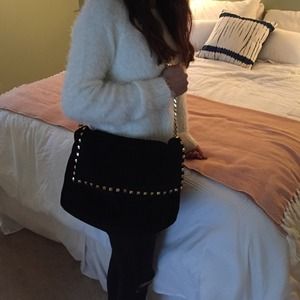 Zara suede and gold stud shoulder bag