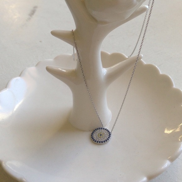 Multi cz Evil eye  necklace 925 sterling silver - Picture 2 of 4