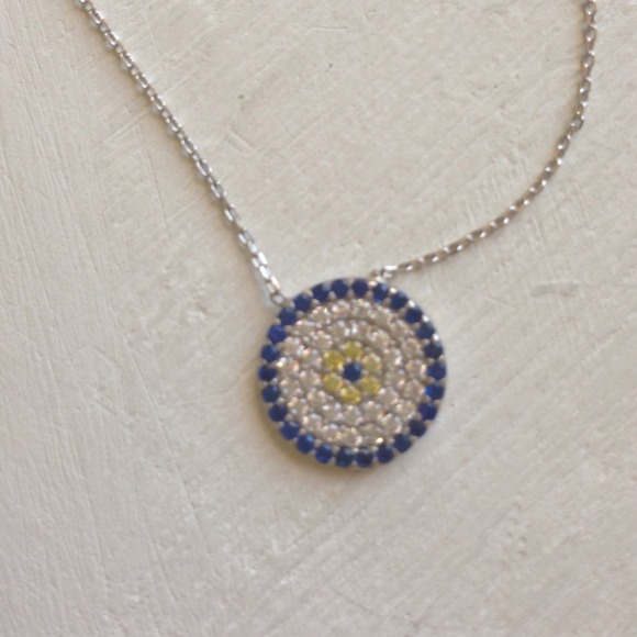 Multi cz Evil eye  necklace 925 sterling silver - Picture 3 of 4