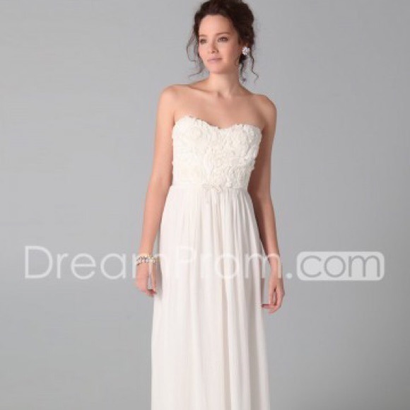 White rose ALine prom dress