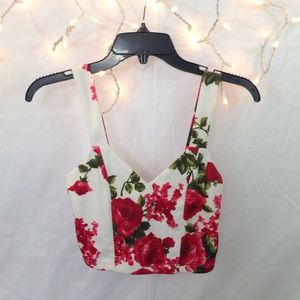 Floral Crop Top w/ Back Cut-Out