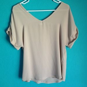 Nude sheer v neck top