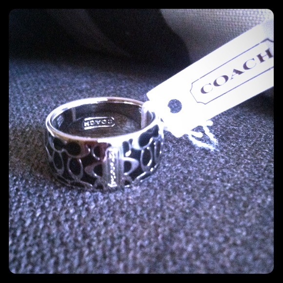 Coach Jewelry - Coach signature C ring black & silver