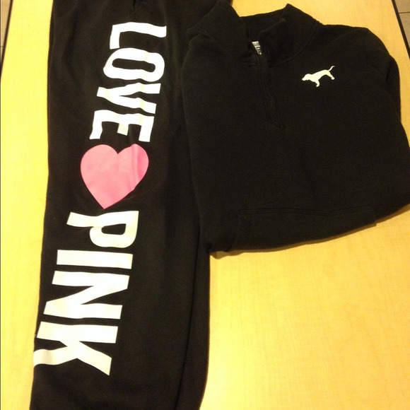 Black Half Zip Pink Sweatsuit/green sweatsuit