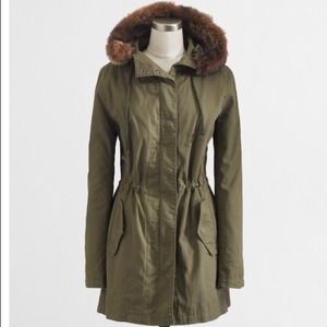 J. Crew Factory Hooded Parka BNWT fur, shearling M