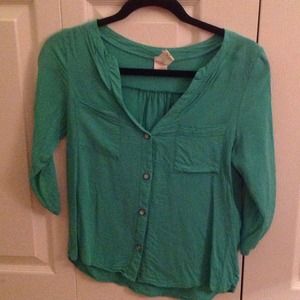 Teal button up shirt