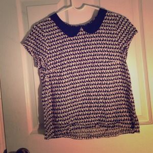 Bunny Print Collared Top