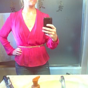 J.crew hot pink snap front blouse