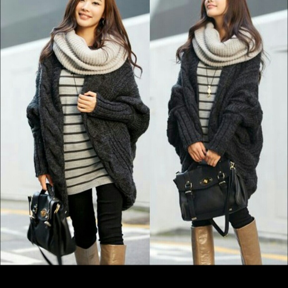 Knit cardigan loose batwing