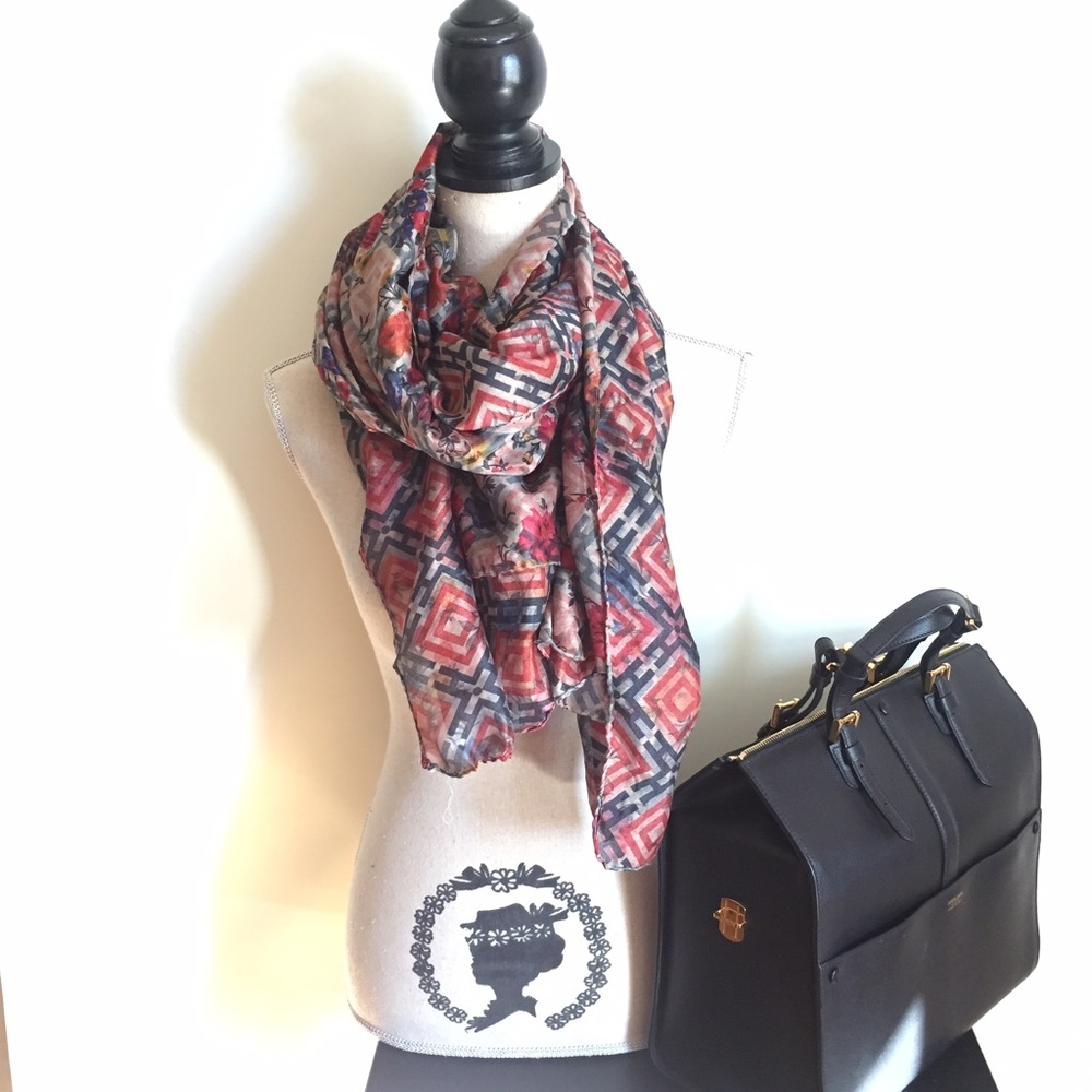 New Scarf 2  pattern floral and checker.