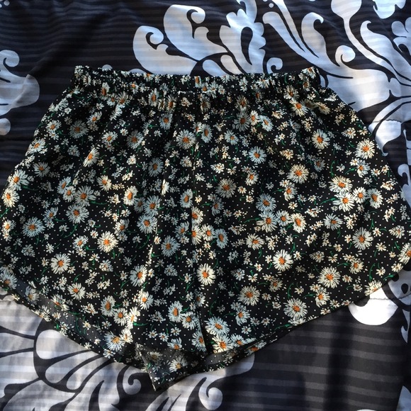Floral shorts.