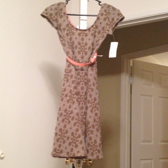 Olive green print dress